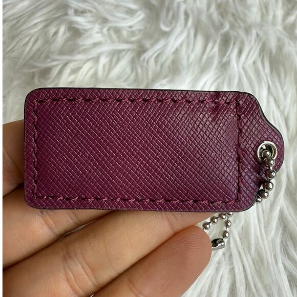 2" COACH Burgundy Fob Bag Charm Hang tag Hangtag - Picture 2 of 2